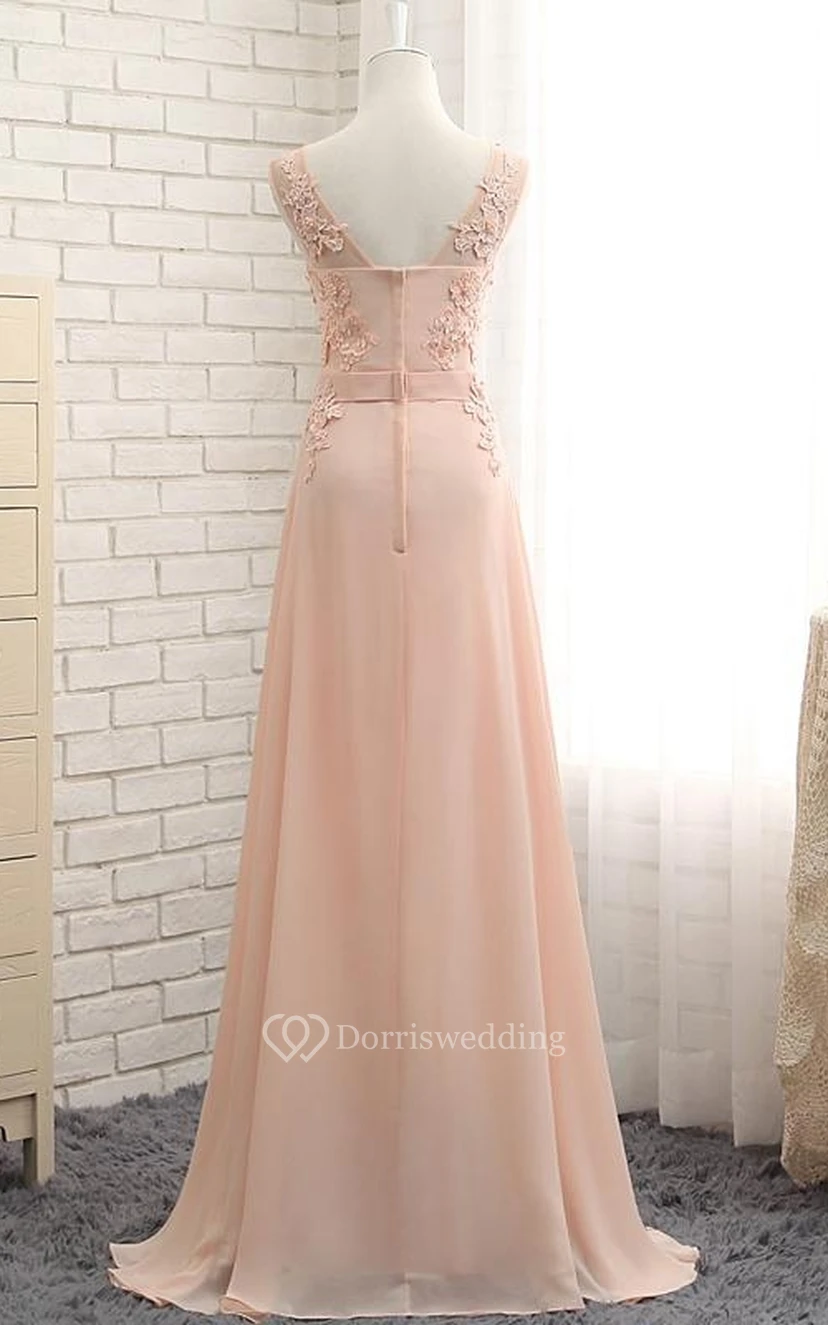 A-Linien-Maxikleid aus Chiffon und Spitze mit Perlenapplikationen, Reißverschluss view 8