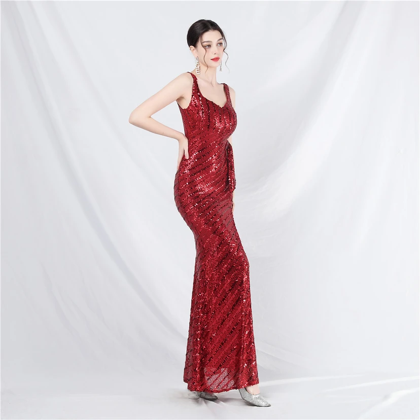 Robe de soirée longue à sequins et perles artisanales view 14