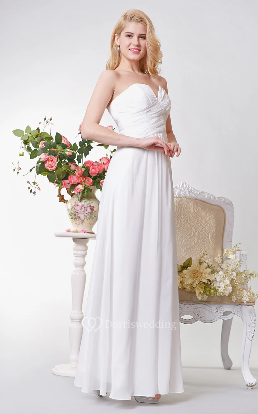 Strapless A-line Long Chiffon Dress With Ruching view 4