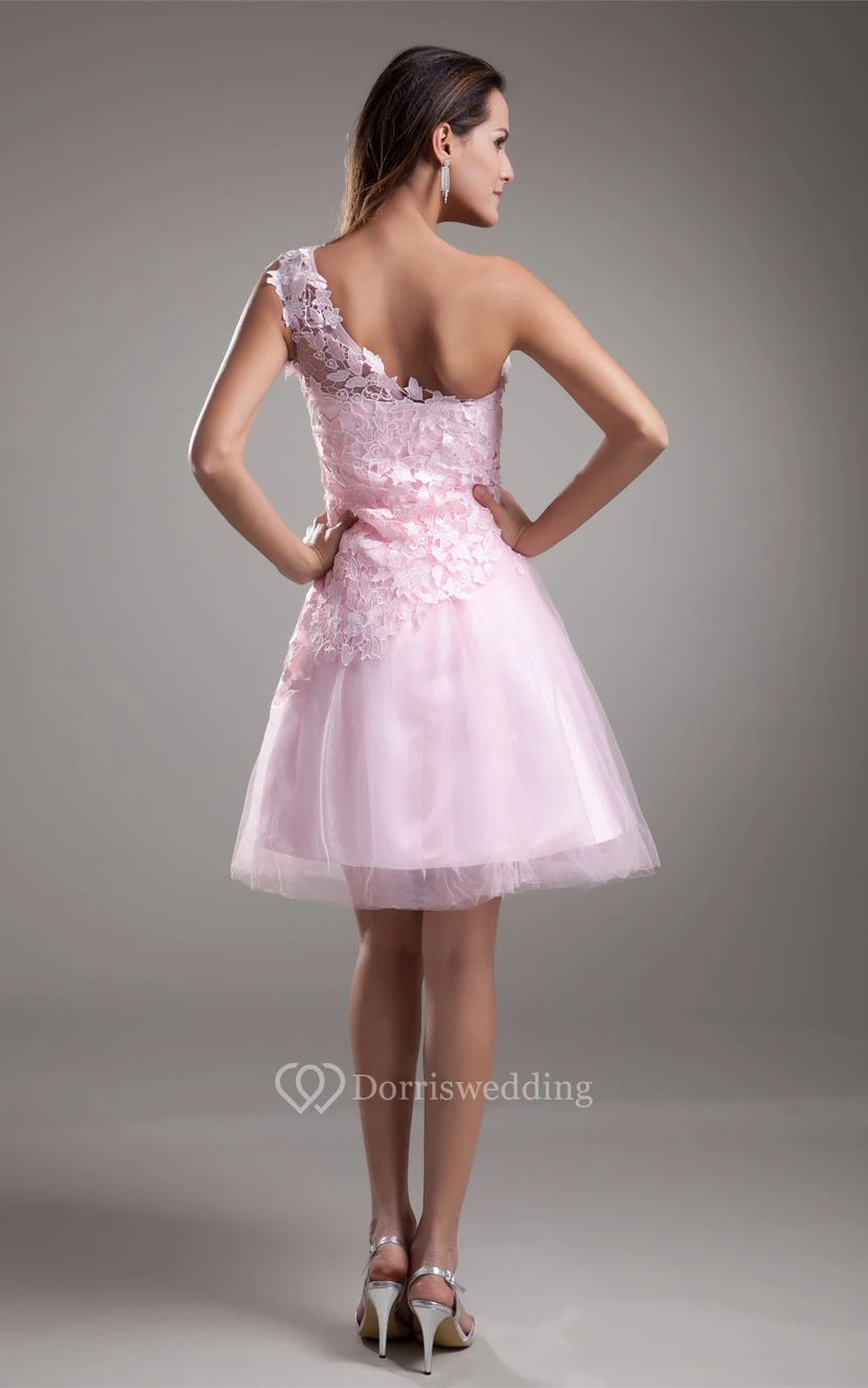 Edle, applizierte Mini-Kleider mit One-Shoulder-Ausschnitt, ärmellos und in A-Linie für besondere Anlässe view 8