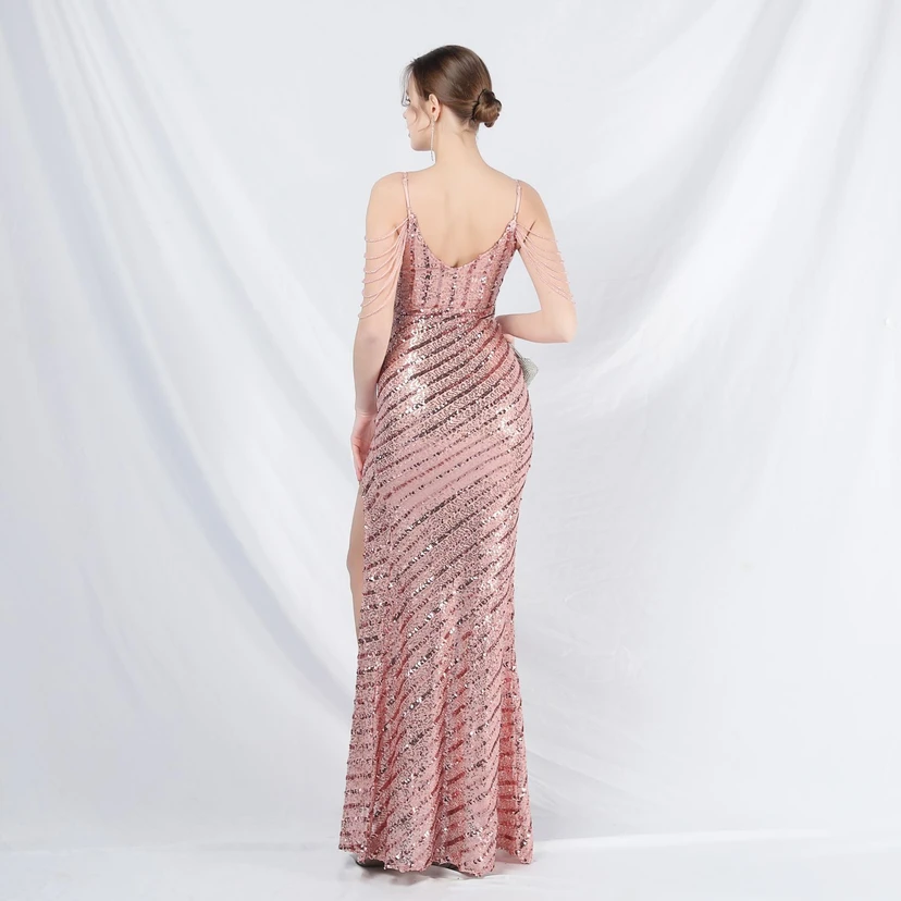 Craft Beaded Long Suspender Evening Dress view 50