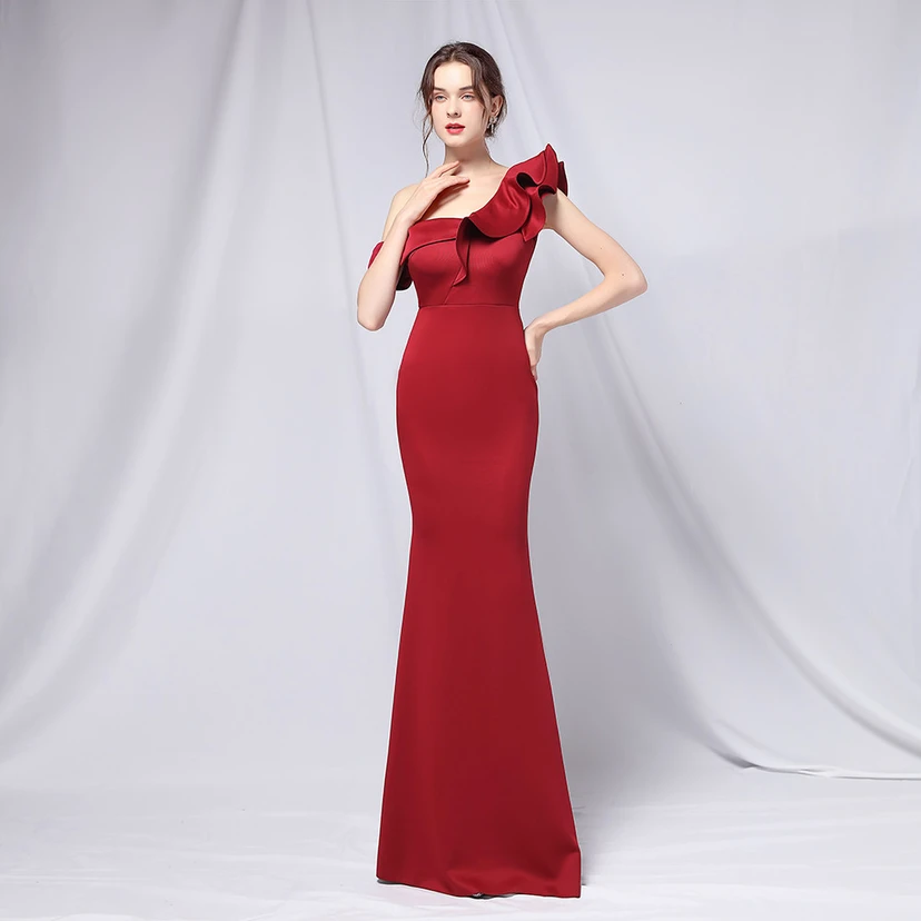 Sechsfarbiges, einseitig schulterfreies Abendkleid für festliche Anlässe, langes, elegantes, figurbetontes und sexy Meerjungfrauenkleid view 54