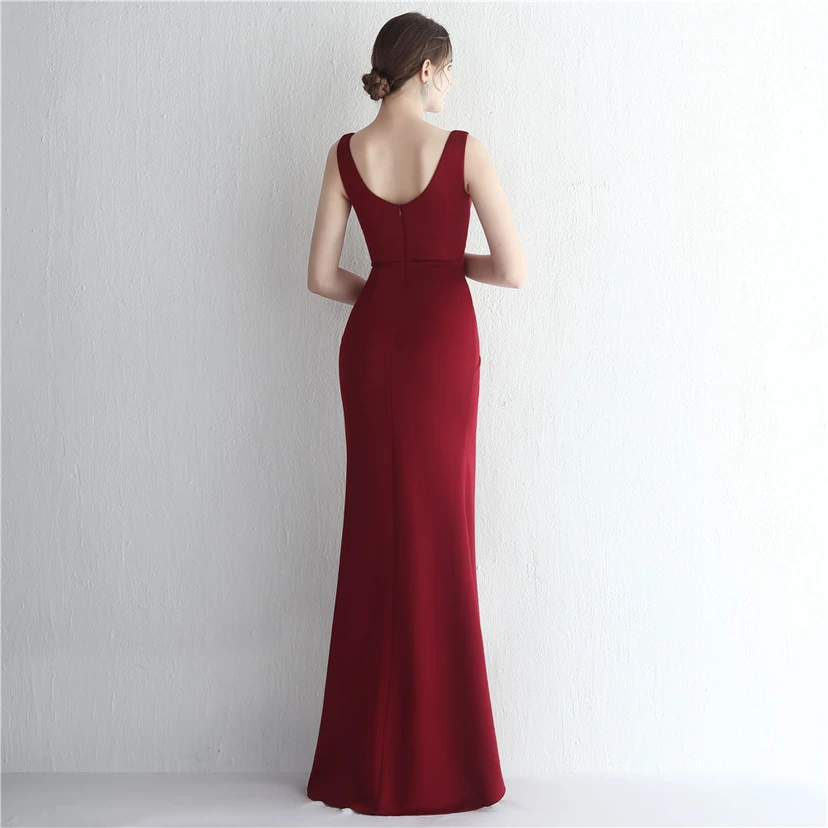 Satin-Kleid mit Perlenbesatz, langem Schlitz, schmal geschnitten, Meerjungfrauenschnitt, für Promi-Dinner, Hochzeiten, Autoausstellungen, Modellbau view 27