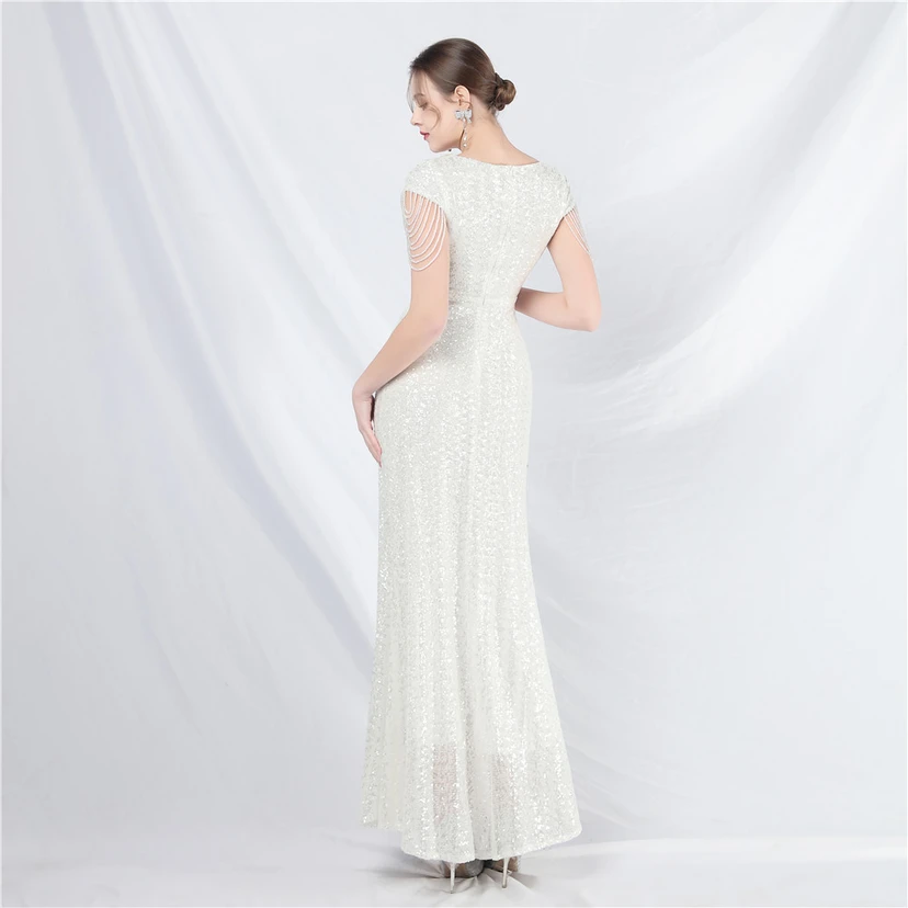 A-Line Big Swing Dress Craft Sequined Long A-Line Evening Dress view 45