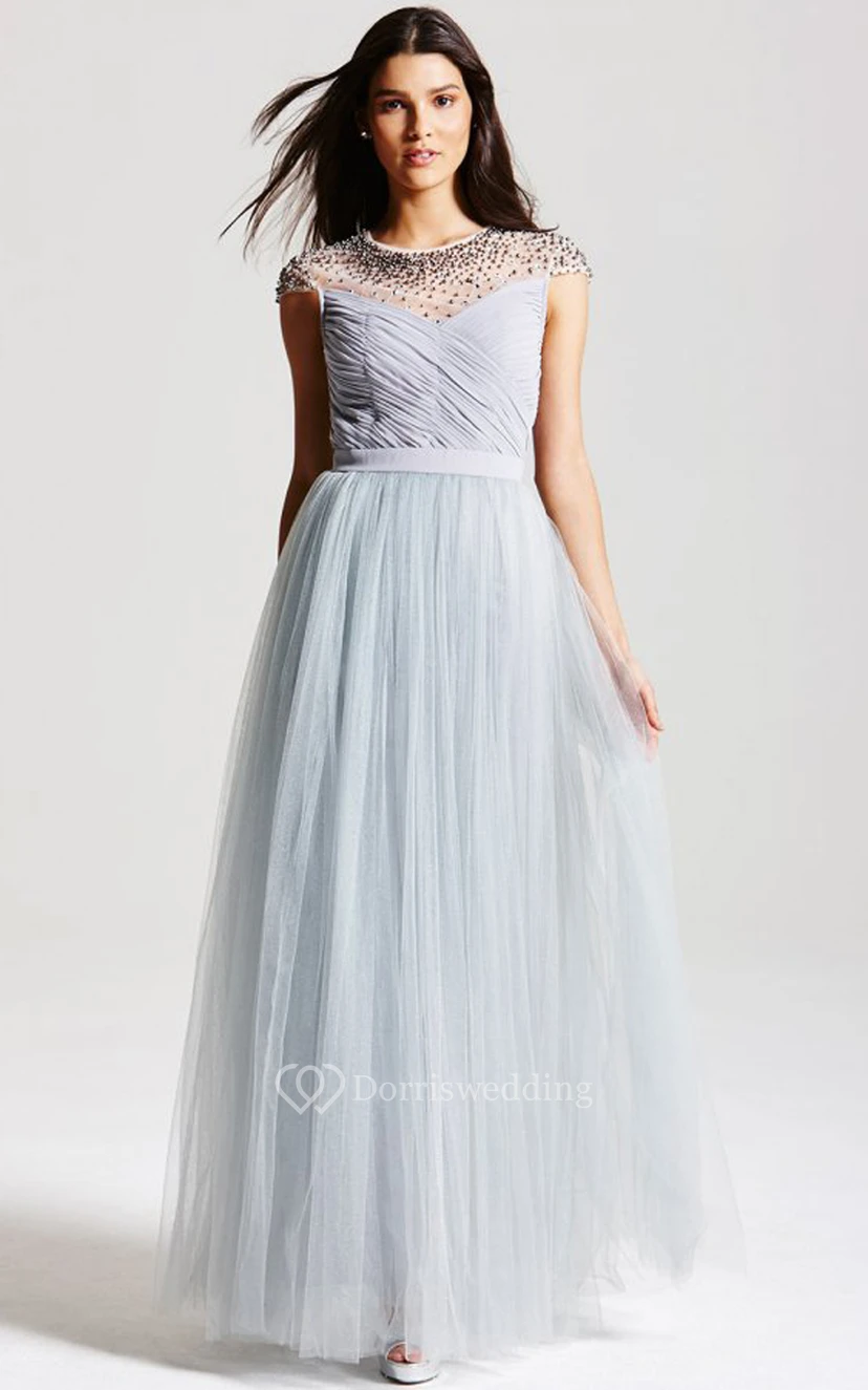 Graceful Layered Illusion Neckline Gown With Keyhole view 3