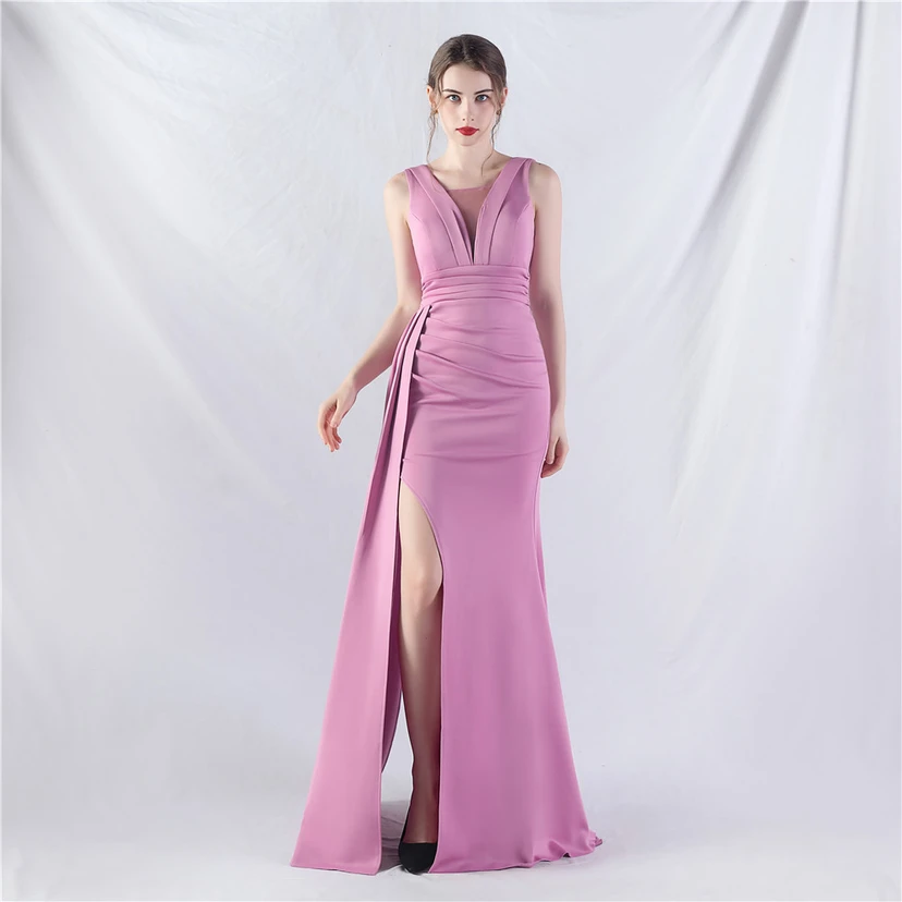 Vestido de noche de satén plisado con 8 colores opcionales view 37
