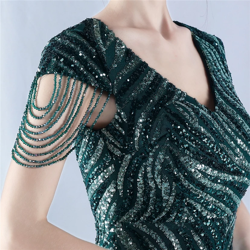 A-Line Big Swing Dress Skirt Encrypted Sequined Craft Beaded Evening Dress view 36
