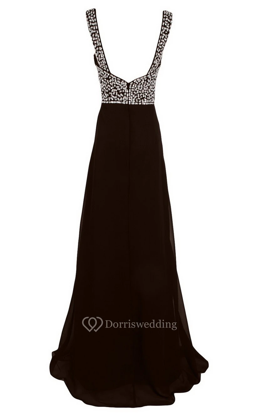Sleeveless V-neck Empire Long Chiffon Gown view 7
