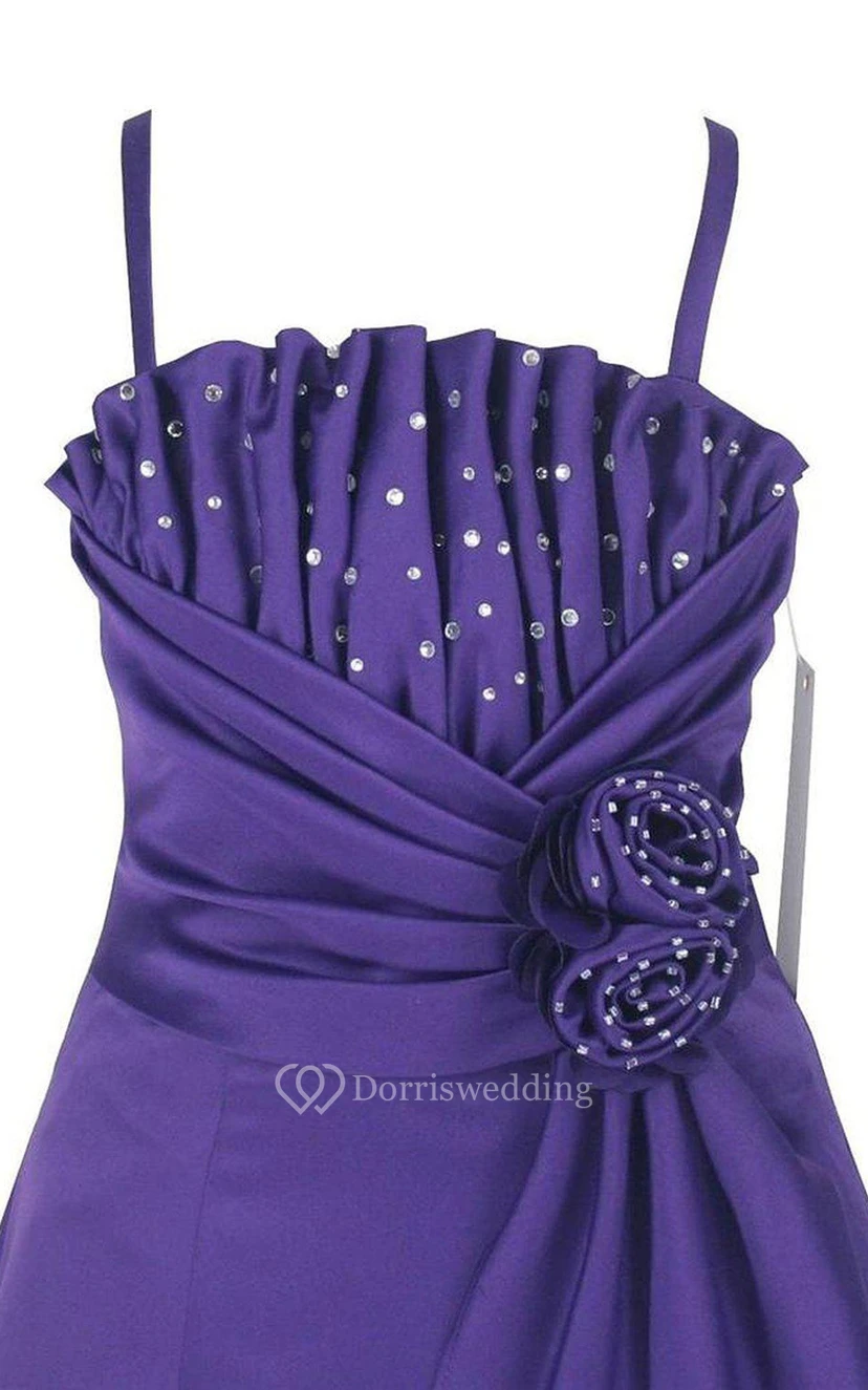 Sleeveless A-line Pleated Criss Cross Dress With Spaghetti Straps view 4