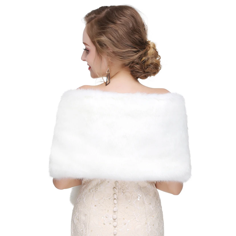Bridal Winter Warm Wool Cape Fur Wedding Dress Fox Fur Waistcoat view 41