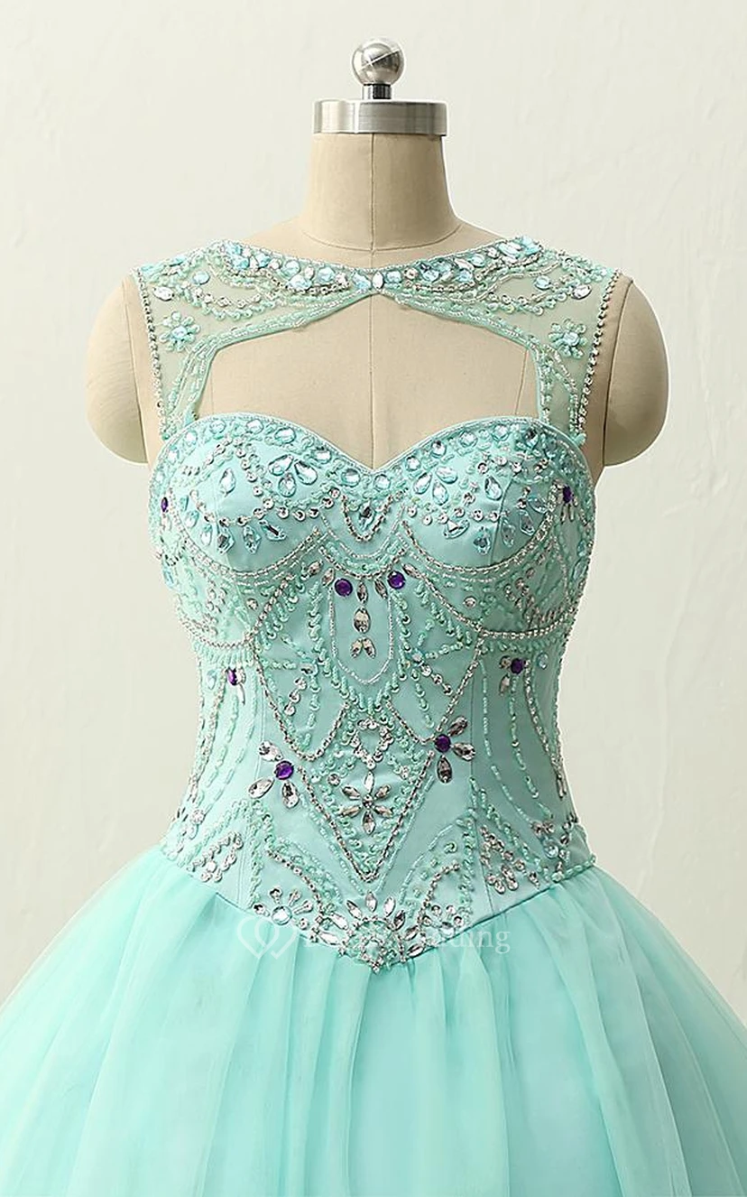Long Straps Sweetheart Beading Brush Train Straps Tulle Lace Satin Dress view 4