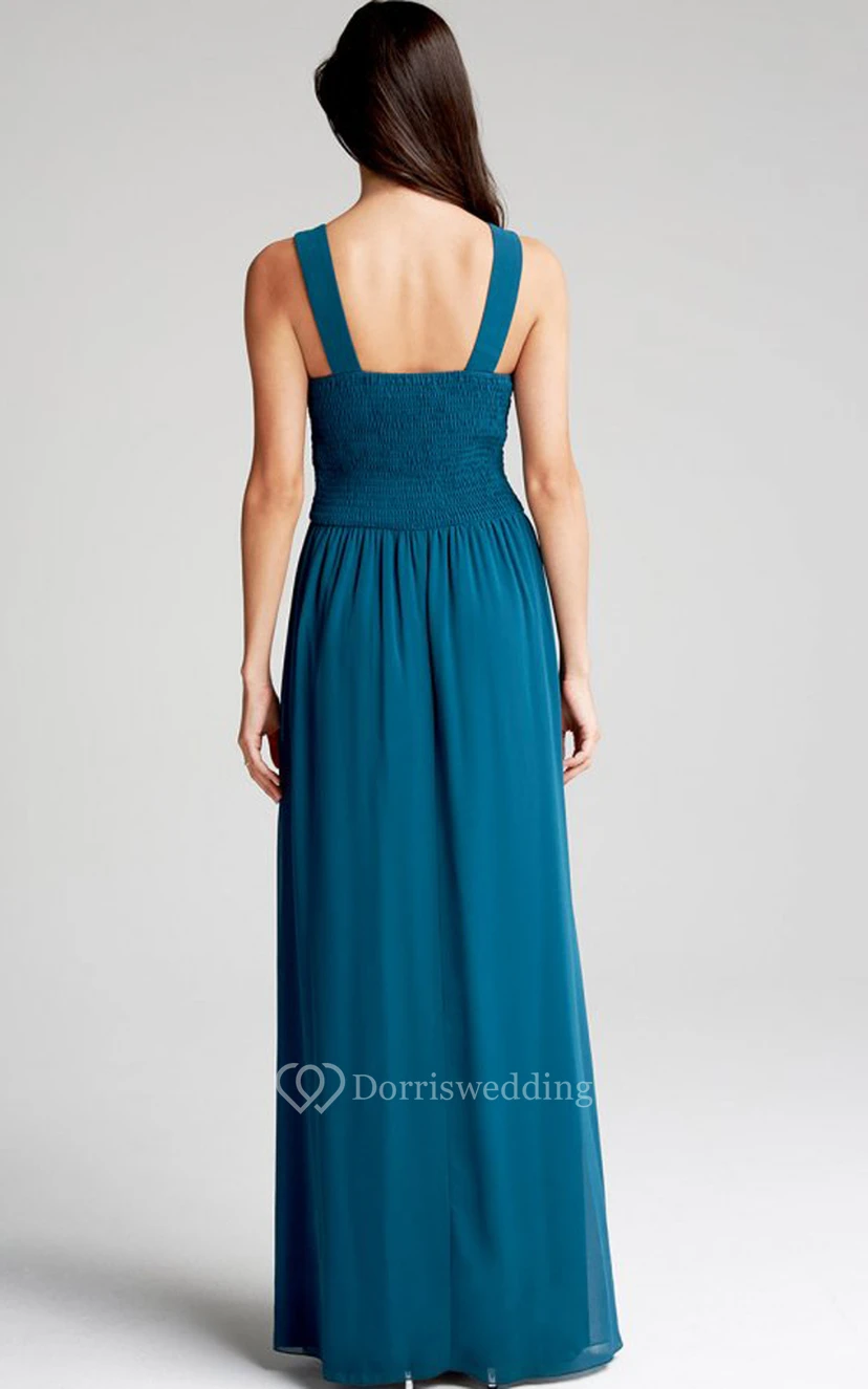 Scoop Neckline Modest A-Line Gown With Squared Back view 42
