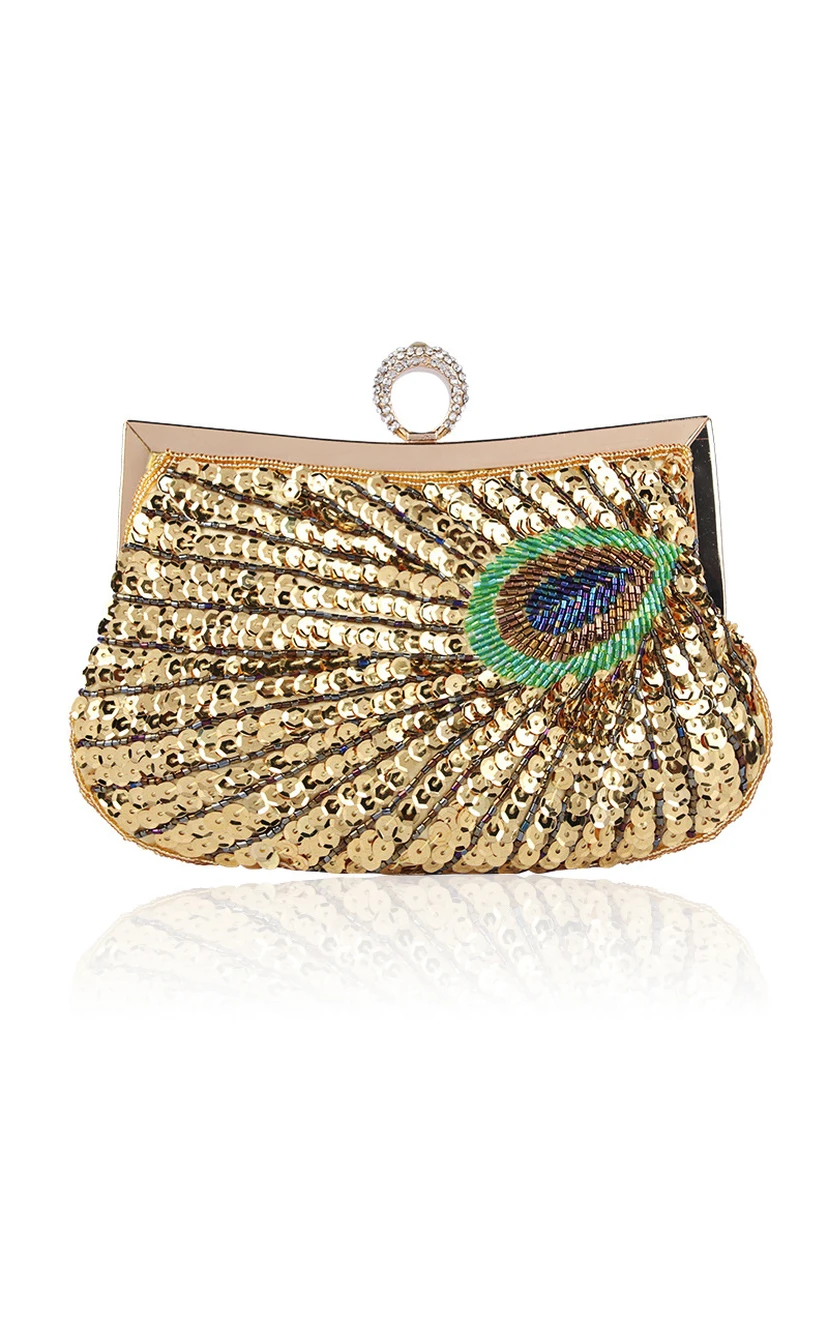 Sequin Peacock Clutch view 3