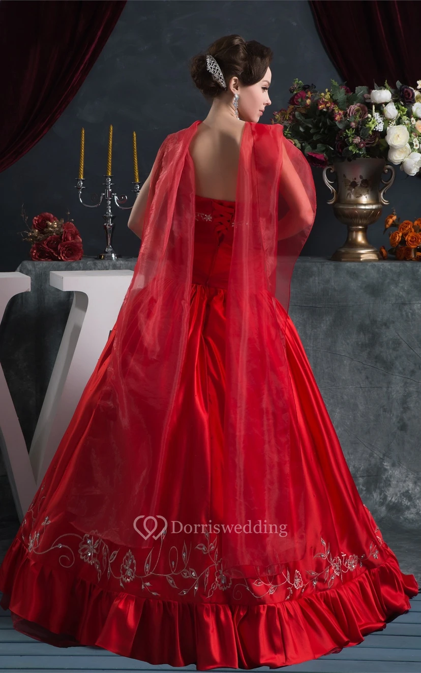 Flamboyant Ruched Sweetheart Draping and Ball-Gown With Embroideries view 5