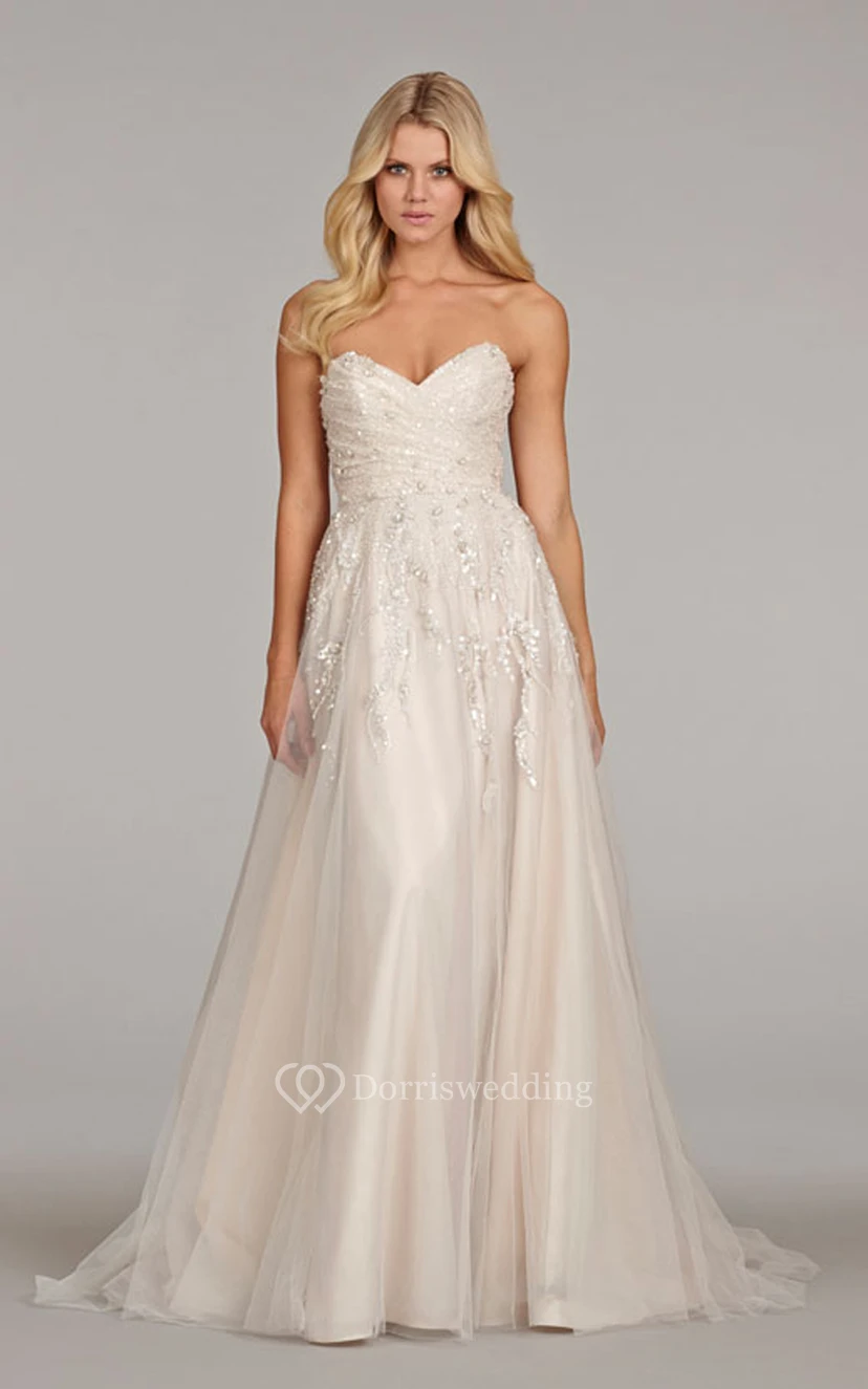 Exquisite Sweetheart Tulle Gown With Beaded Crystal Embellishment view 2