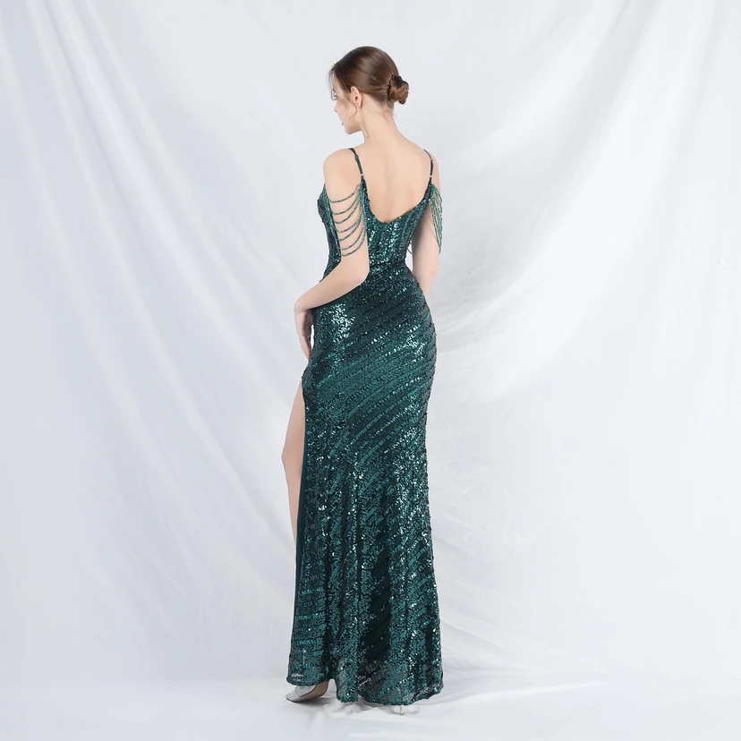 Craft Beaded Long Suspender Evening Dress view 6