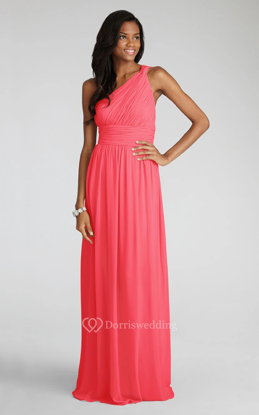 Long-Chiffon Modern One-Shoulder Dress With Ruching view 15