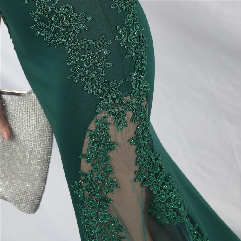 Spitzen-Abendkleid mit heißer Diamant- und Fischgrätenmuster-Weste, tiefem Taillenausschnitt, schulterfreiem Design und kurzer Schleppe view 63