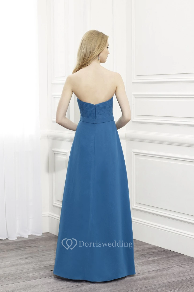 Strapless Ruched Chiffon Mother Of The Bride Dress With Waist Jewellery And Cape view 2