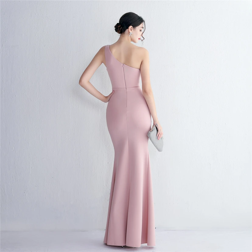 Pressing Beading Craft Toast Dress Long One Shoulder Thank You Banquet Slim Fishtail Skirt Wedding Car Model Exhibition view 15
