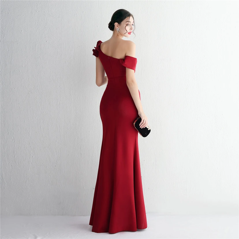 6 Farben One Shoulder Bankett Abendkleid Mode Party Langes Elegantes Schlankes Sexy Meerjungfrauenkleid view 16