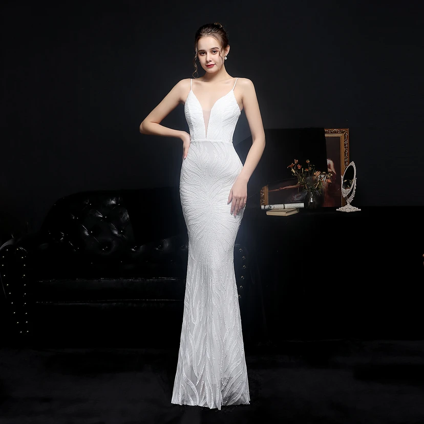 Sequined Fishtail Long Dress Performance Internet Celebrity Event Banquet Car Model Etiquette Evening Dress view 9