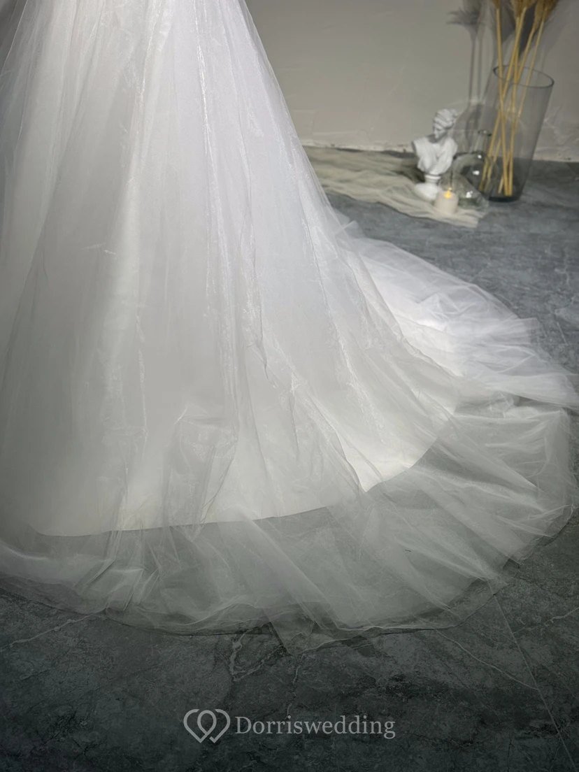 Modest Cap Scoop A-line Country Lace A-line Wedding Gown view 5