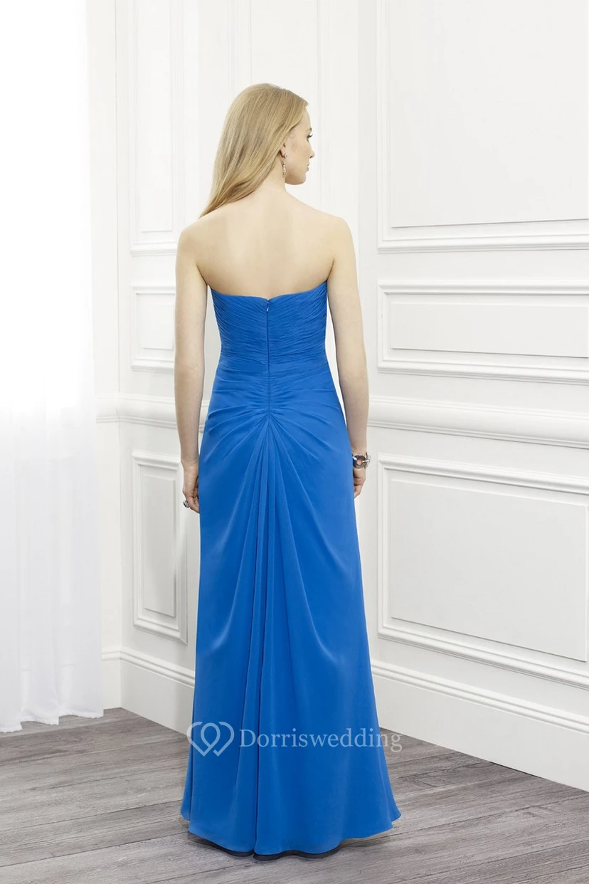 Strapless Ruched Chiffon Mother Of The Bride Dress With Beading And Cape view 2