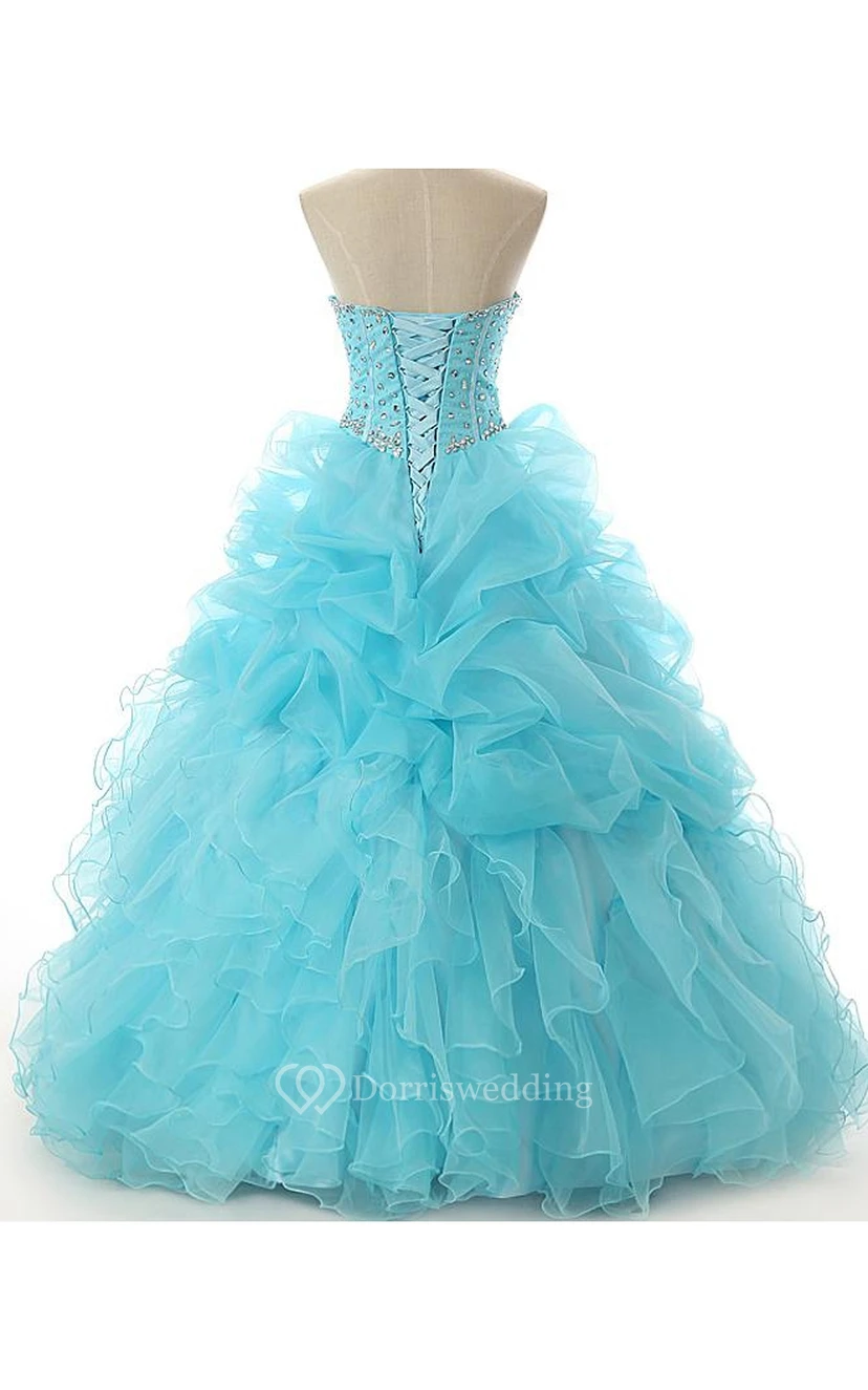 Ball Gown Maxi Off-The-Shoulder Sweetheart Beading Lace-Up Back Lace Sequins Organza Satin Dress view 4