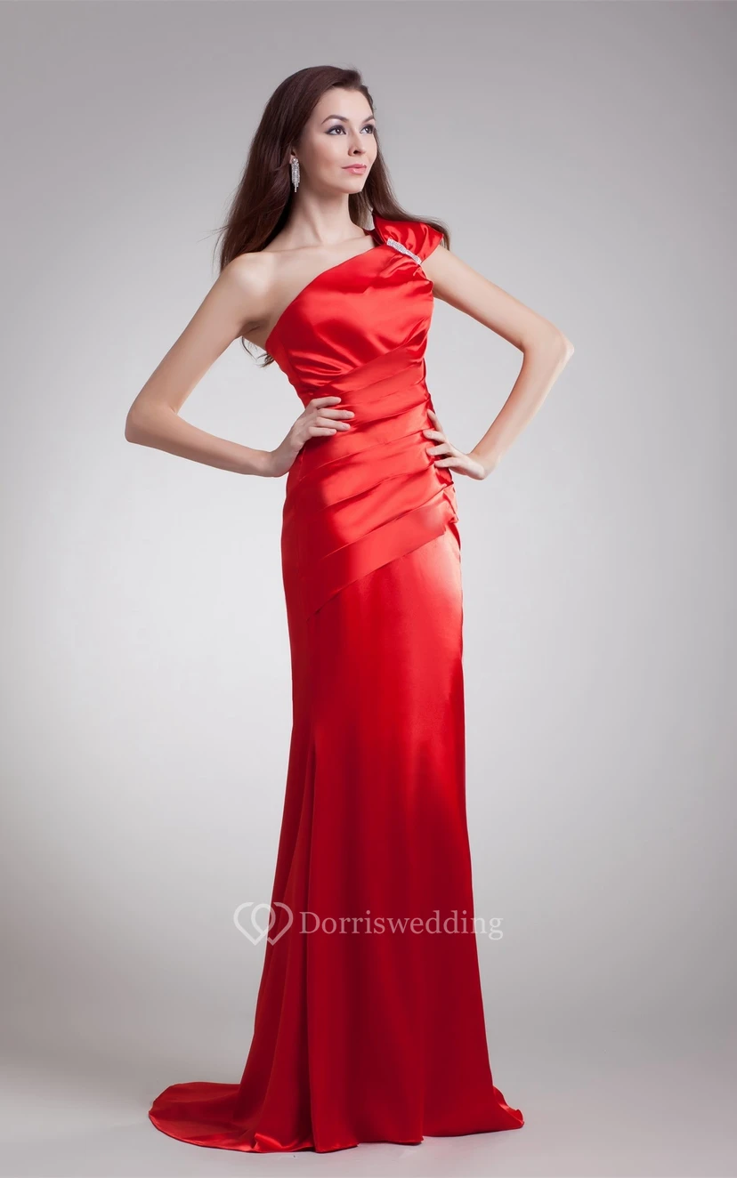 Shining One Shoulder Sleeveless Brush Train Special Occasion Dresses view 4