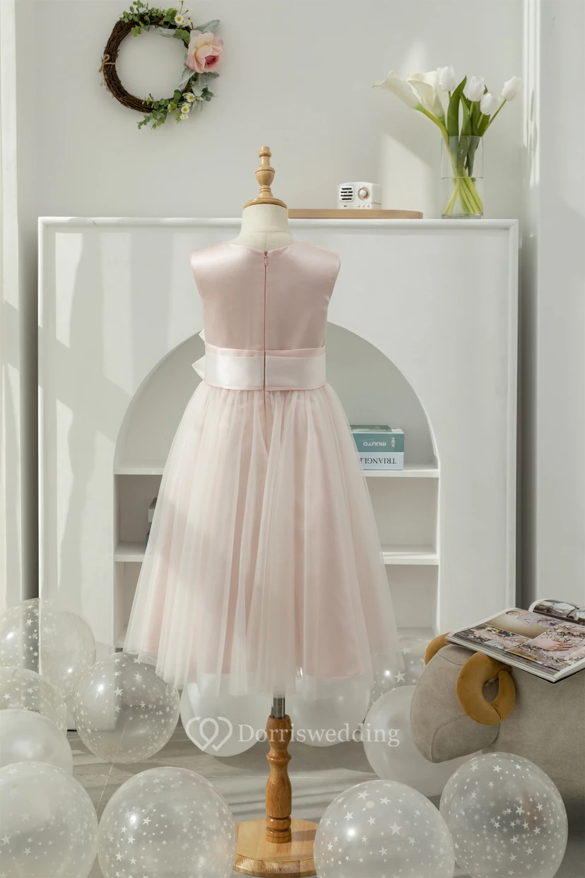 Petal Scoop Sleeveless A-line Tulle Flowergirl Dress view 2