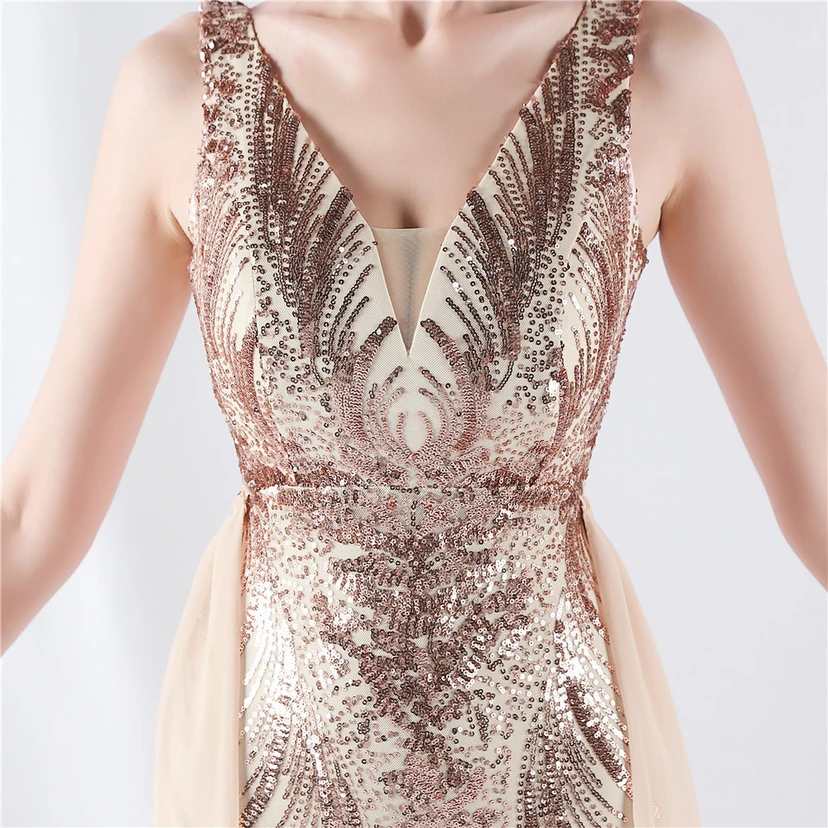 Paillettenbesetzte Blumen auf der Rückseite, Perlenstickerei mit Cape, Abendkleid für die Jahreshauptversammlung view 64