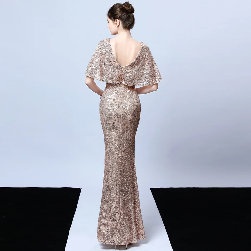 Elegantes Abendkleid mit Polyestergarn, Quasten, Pailletten und Fischschwanzsaum für Damen im Herbst view 16