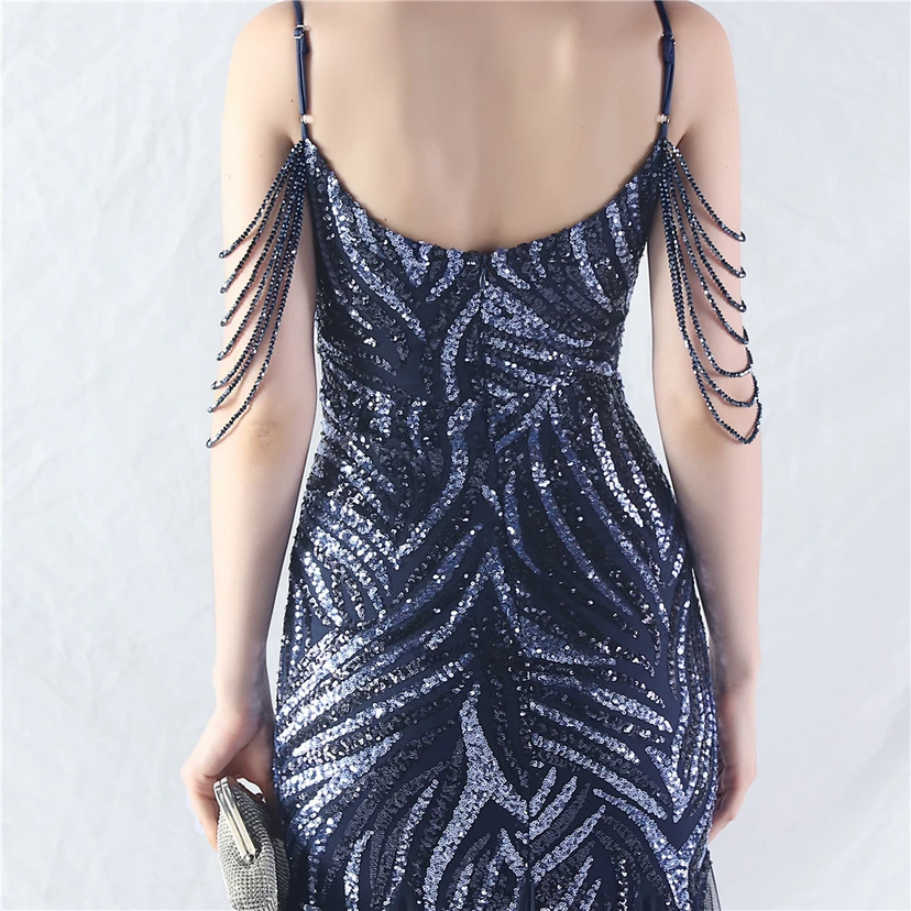 Layered Beads Spliced ​​Mesh High-End Evening Dress view 70