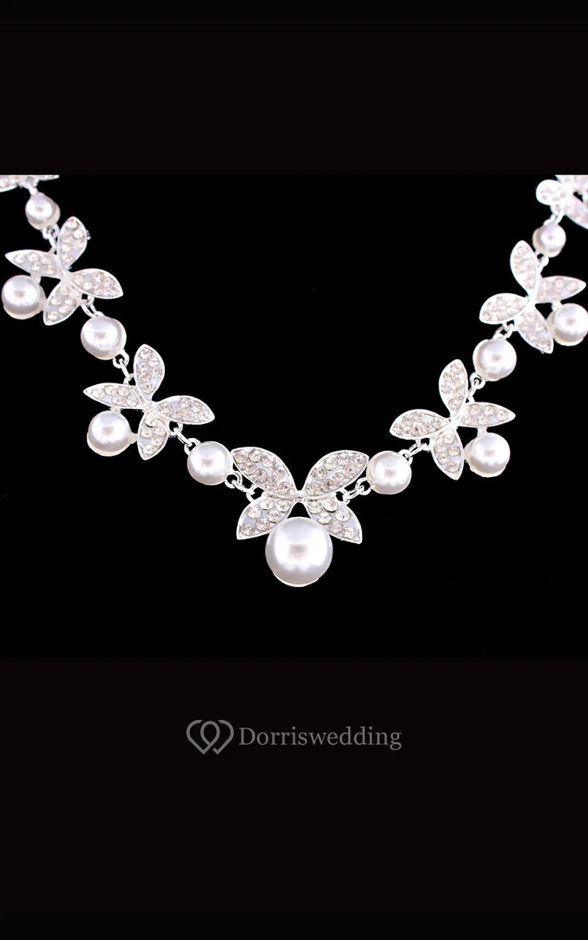Brautschmuck-Set mit Perlen und Pailletten, zweiteilig: Ohrringe und Halskette view 2