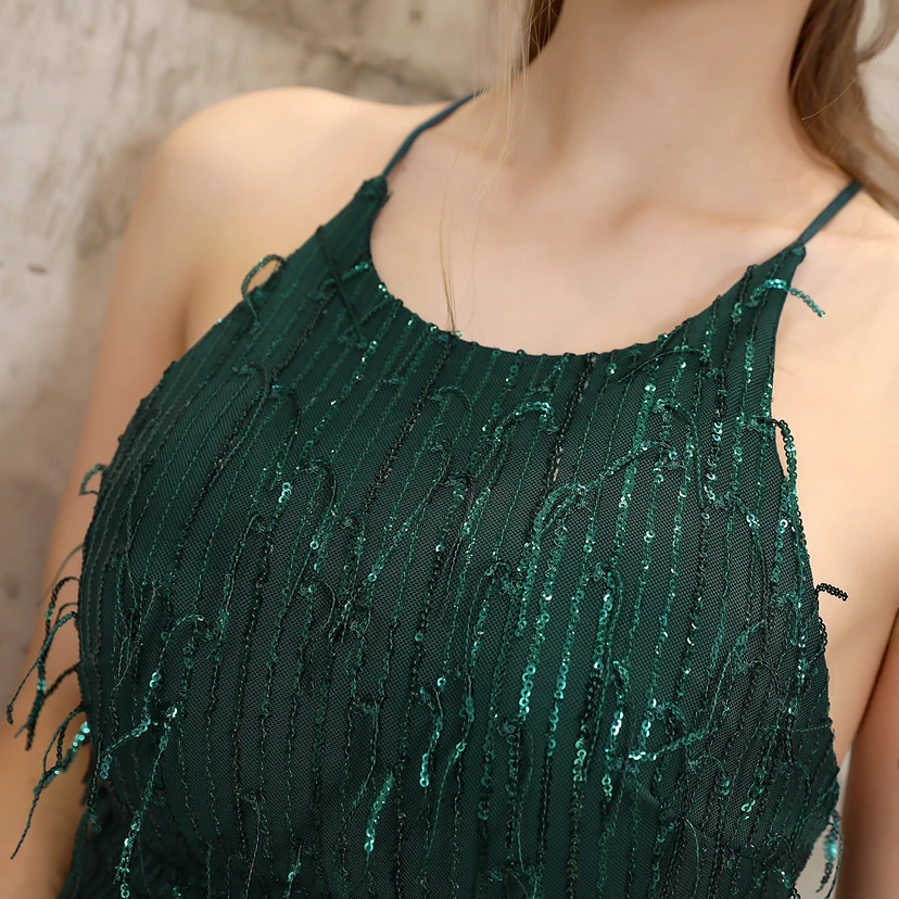 Vestido de noche elegante con borla de hilo de seda de poliéster y lentejuelas estilo cola de pez para banquetes, reuniones y eventos. Ideal para anfitriones. Modelo de coche. Otoño. view 21