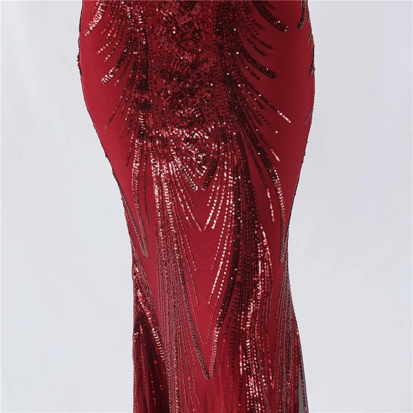 Waist-Reduced Fishbone Shaping Positioning Flower Sequined Anchor Sexy Beaded Suspender Evening Dress view 100