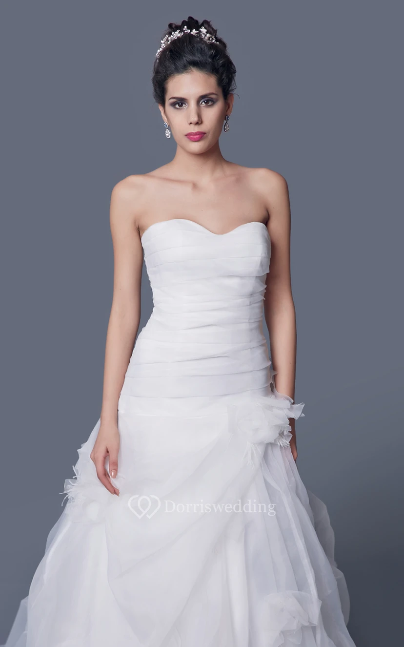 Exquisite Ruched Organza Wedding Gown With Pick-up Ruffles view 2