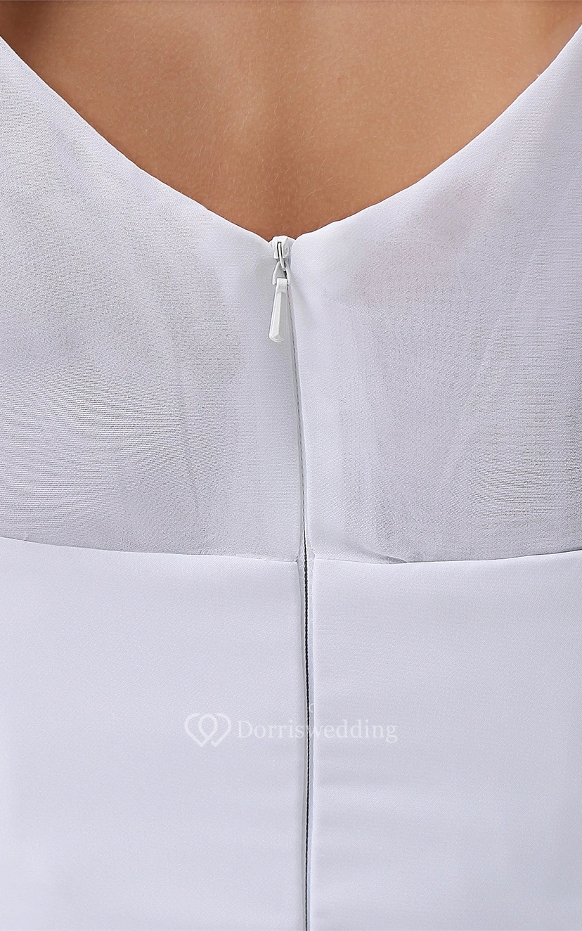 Sleeveless A-Line Tea-Length Chiffon Dress With Pleats view 6