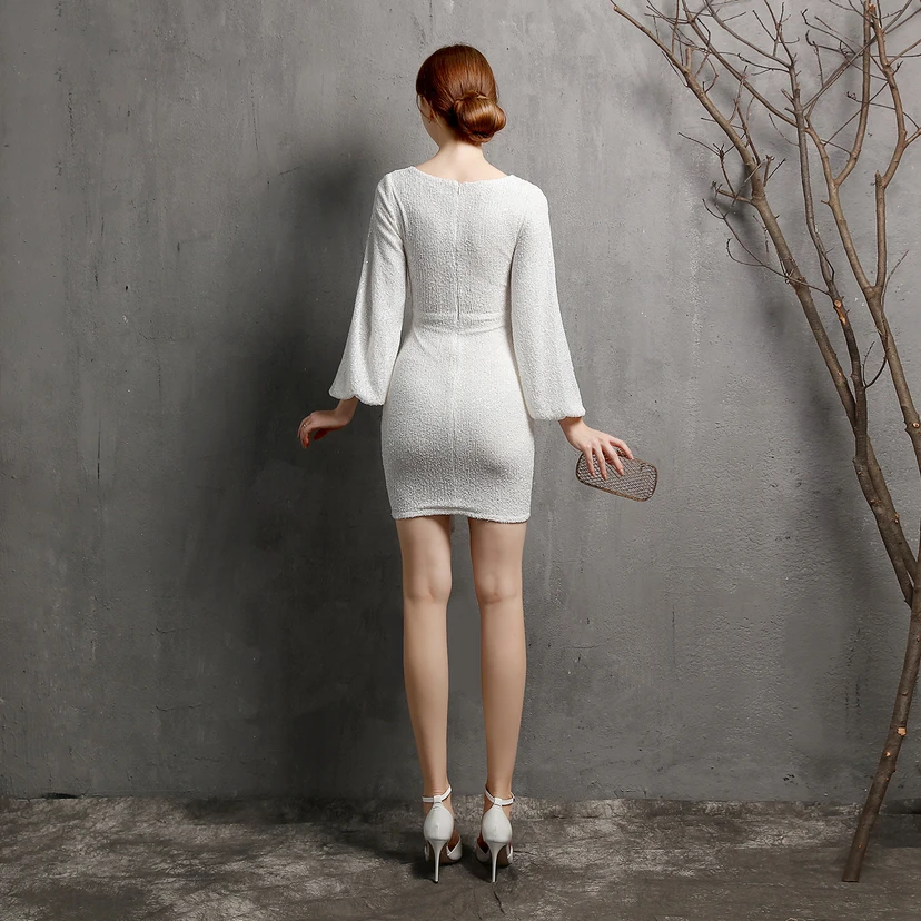 Vestido de noche corto, cena, banquete, sexy, discoteca, temperamento, elegante, celebridad, corto view 6