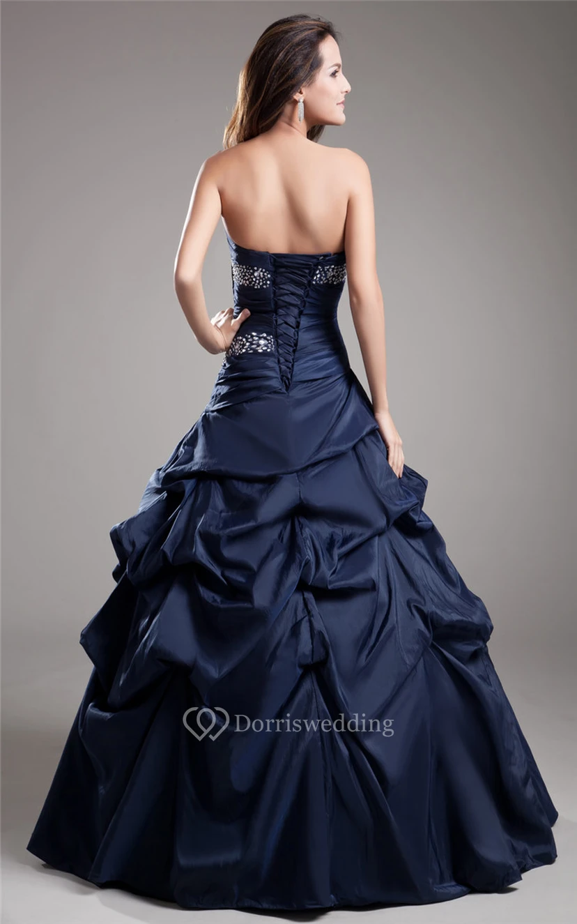 A-Line Taffeta Ball Gown With Ruching and Beading view 8