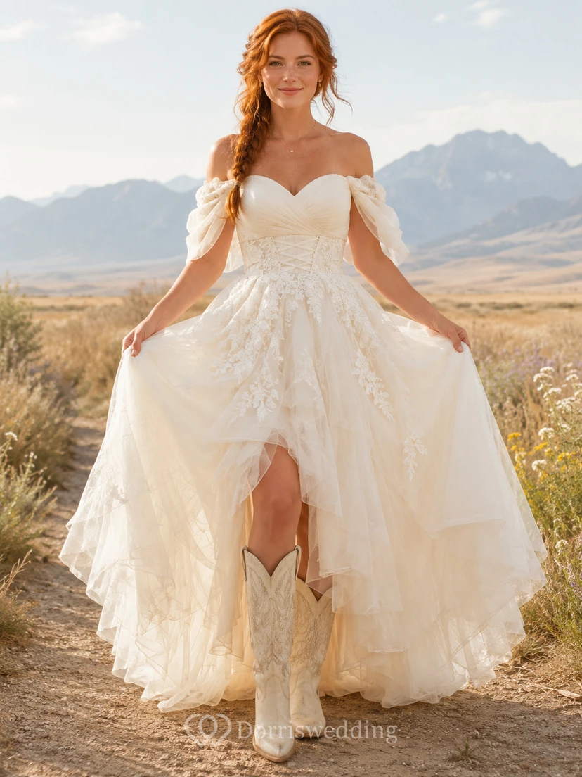 Umstandsbrautkleid, hochgeschlossen, ärmellos, aus Spitze und Tüll, Gartenkleid mit Illusionsrücken