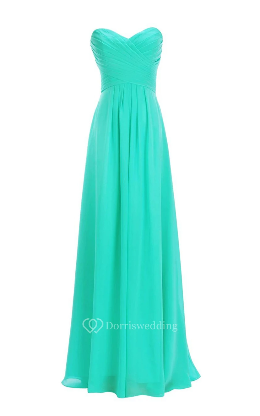 Sweetheart Criss-cross Chiffon A-line Dress With Lace-up Back view 15