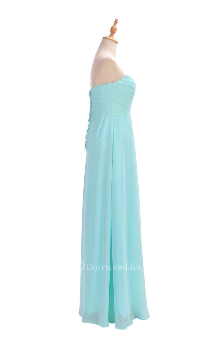 Sweetheart Criss-cross Chiffon A-line Dress With Lace-up Back view 50