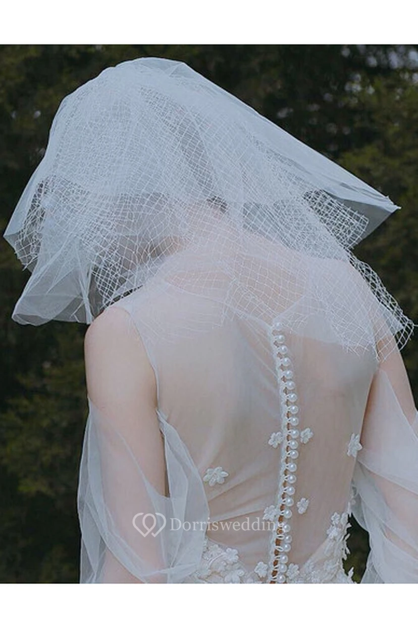 Large Mesh Bride Multi-layer Short Paragraph simple Wedding Veils For Photography  view 3