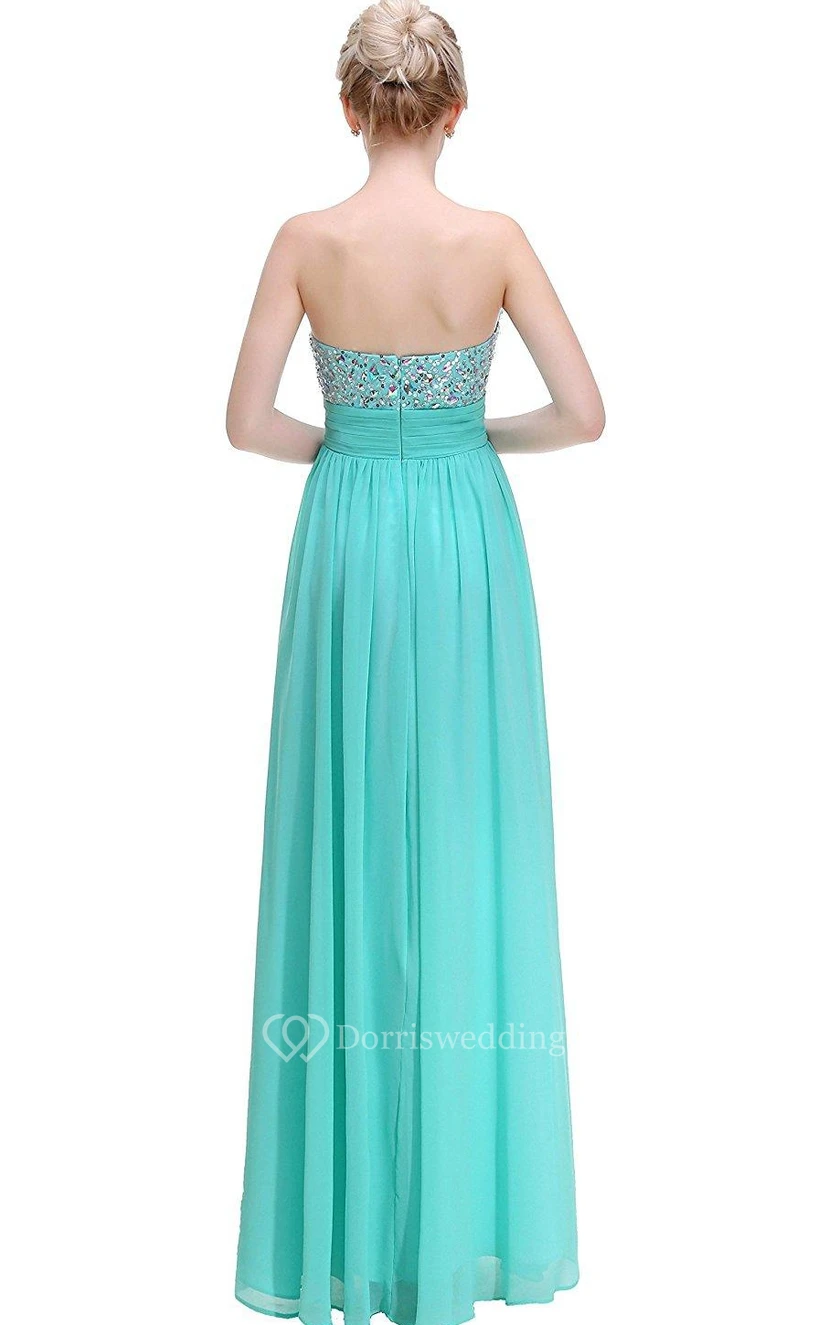 Stunning A-line Sweetheart Sequined Long Chiffon Dress view 2