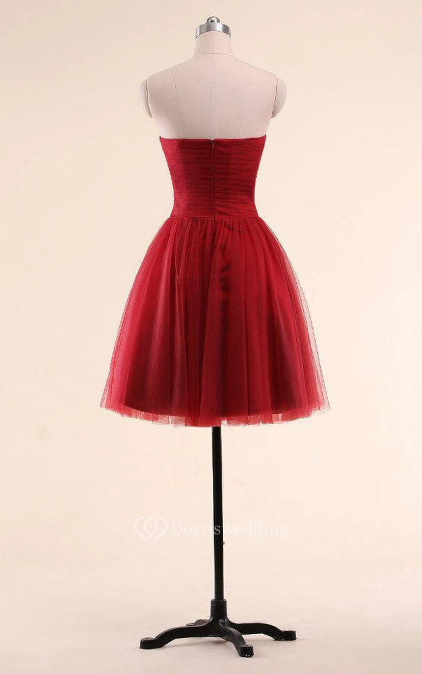 Mini A-line Sweetheart Sleeveless Pleats Tulle Dress view 2