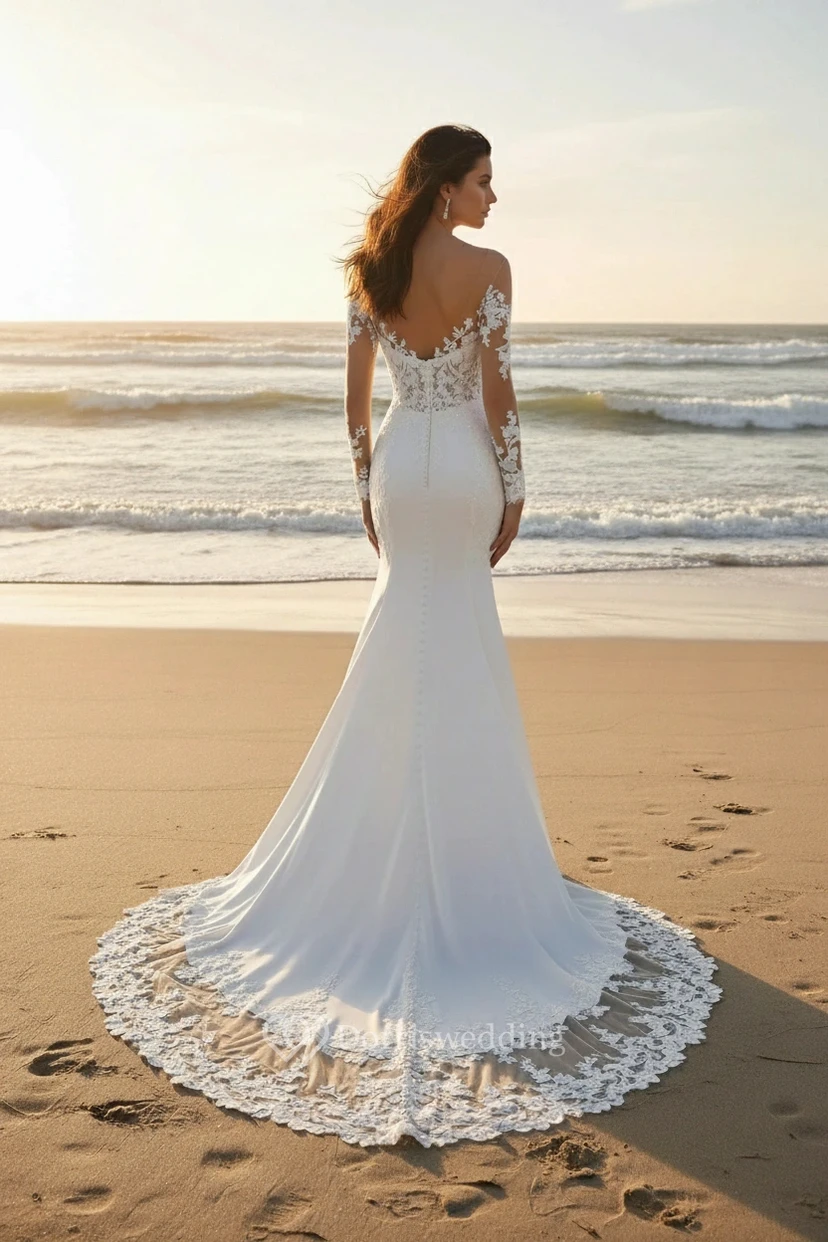 Off-the-Shoulder Garden Wedding Dress with Lace view 2