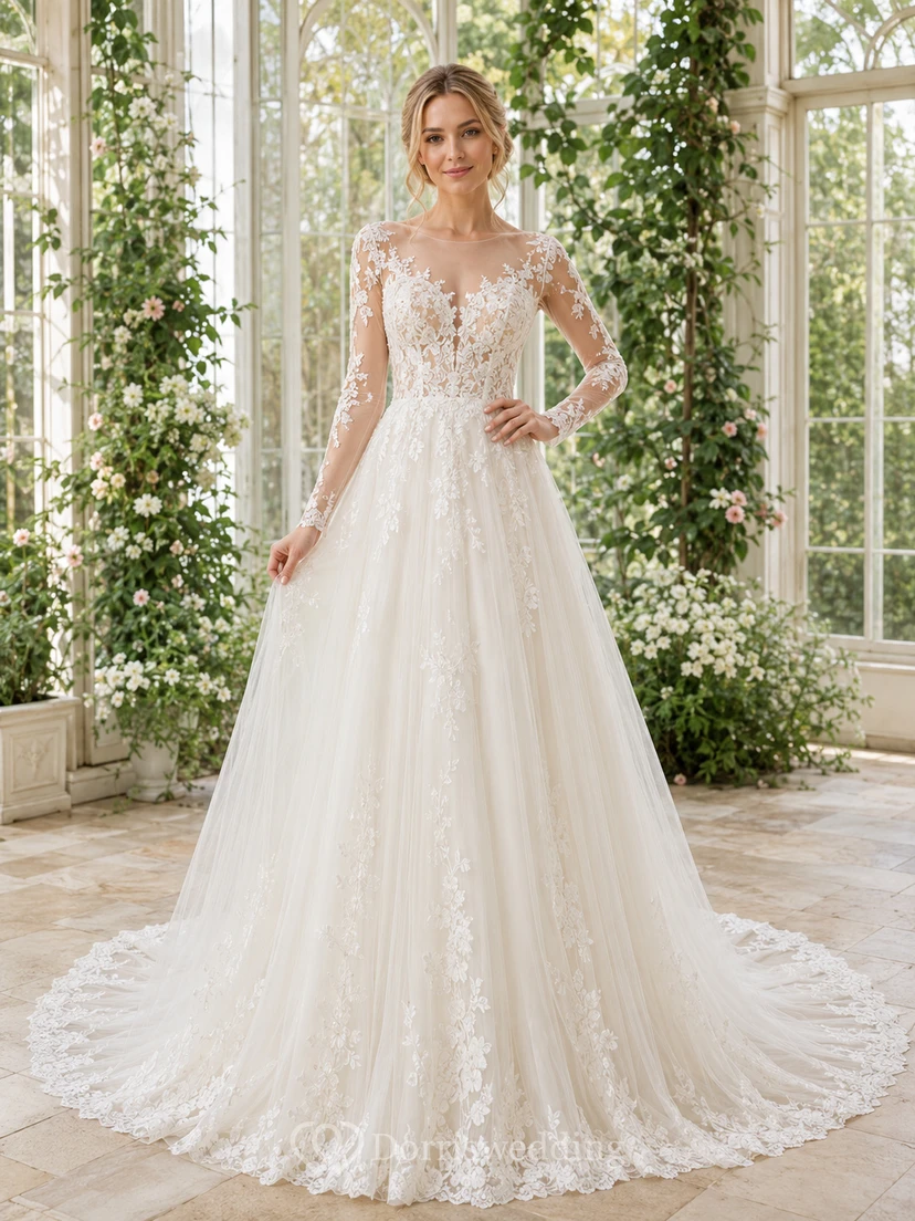Brautkleid aus Spitze und Tüll im Meerjungfrauenstil mit V-Ausschnitt, ärmellos, Kapellenschleppe und tiefem V-Ausschnitt am Rücken
