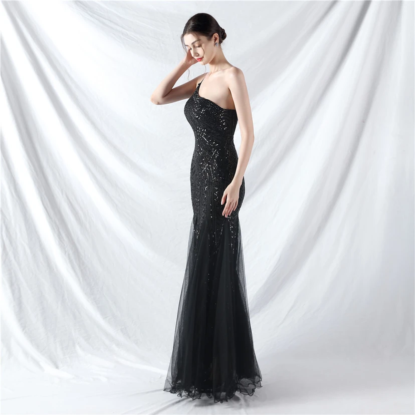 Crafted Beaded Positioning Flower Beads Splicing Mesh Gauze High-End Evening Dress view 71